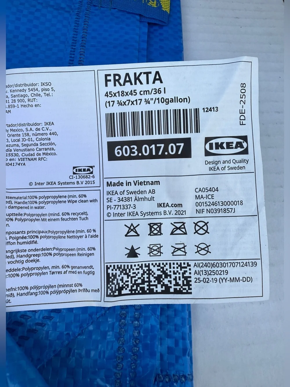 FOUR IKEA 10 gallon bags FRAKTA Set of 4️⃣ Blue Reusable Shopping Totes